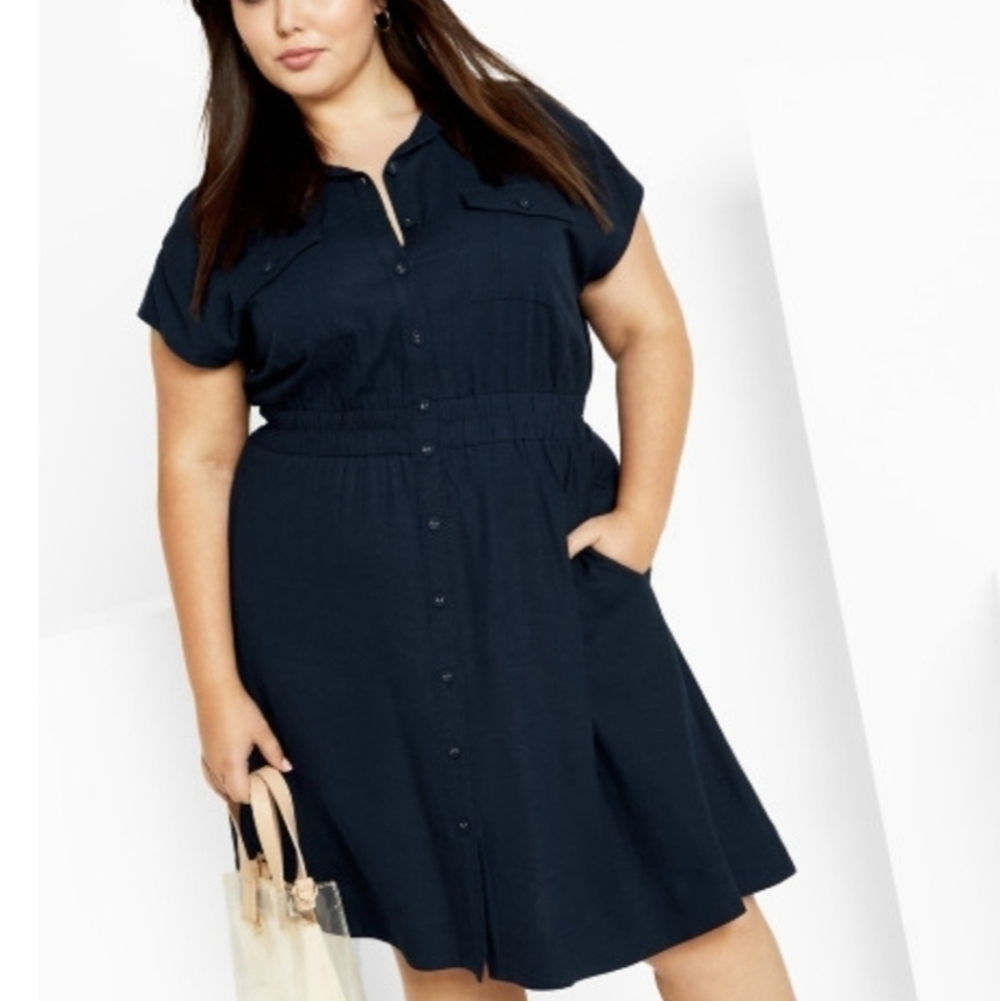 CITY CHIC NWT Antonella Cap Sleeve Collared Dress womens plus size 14